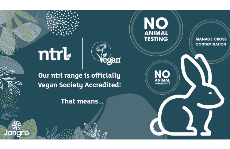 Jangro’s ntrl range receives accreditation from The Vegan Society